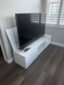 White TV Stand with Storage