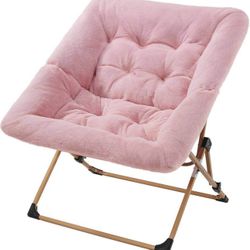 New OAKHAM Comfy Saucer Chair for Adults, Soft Faux Leather Folding Chair for Bedroom, Living Room, Dorm, Flexible Reading Chair for Teens and Kids, X