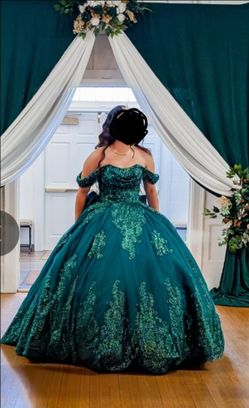 Emerald green moda 2000 quinceañera dress