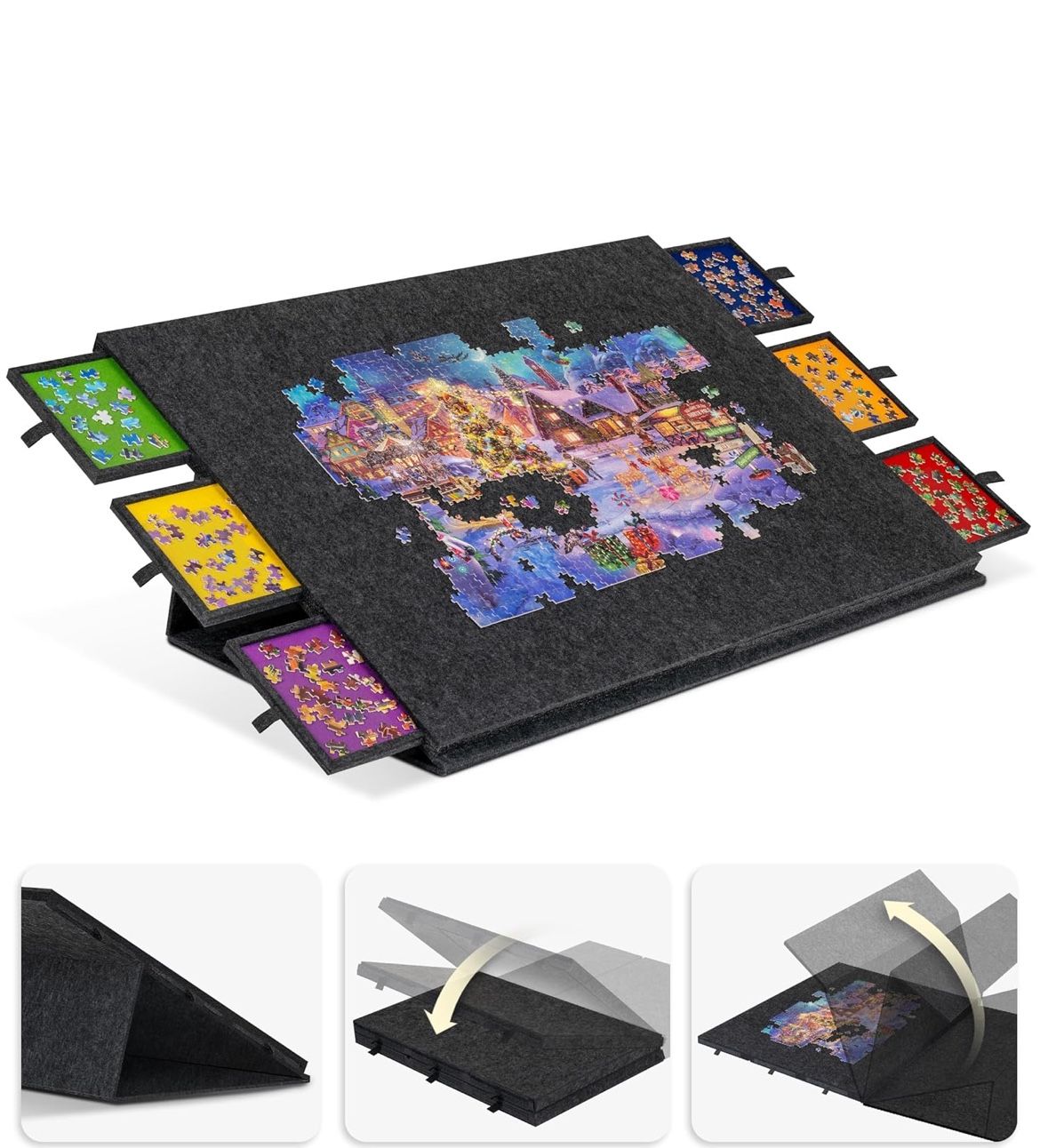 2000 Pieces Portable Jigsaw Puzzle Board with 6 Drawers & Trays