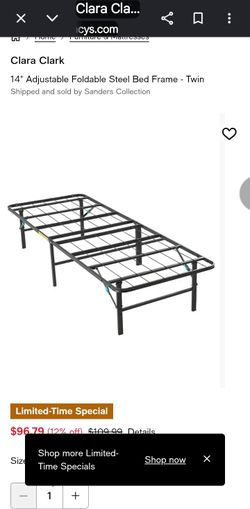 14" Adjustable Foldable Steel Bed Frame - Twin