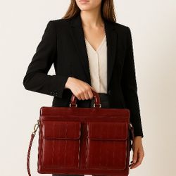 Vintage and Authentic GENUINE EEL SKIN Leather Briefcase