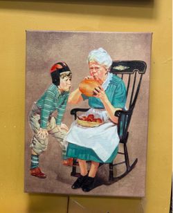 Classic Slice of Americana - Grandma blowing up a ball for her Grandson