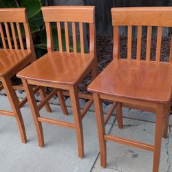 3 Barstools Solid Wood Country Farmhouse 24" Bar Stool Set Modern Craftsman Decor Seats