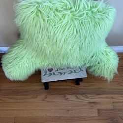 GREEN Y2K fuzzy Furry Back Rest Pillow 