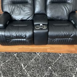 Two 2-Seater Recliner Couch With Storage & Cup Holder