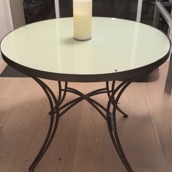 Metal Frame Glass Top Dining Table 