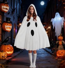 White Ghost Halloween Costume Poncho