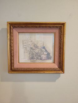 Framed Art In Beautiful Frame With Pink Velvet Like Material