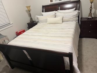 Dark Wood Sleigh Bed Frame
