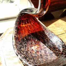 Glass swan with gold . Murrano 