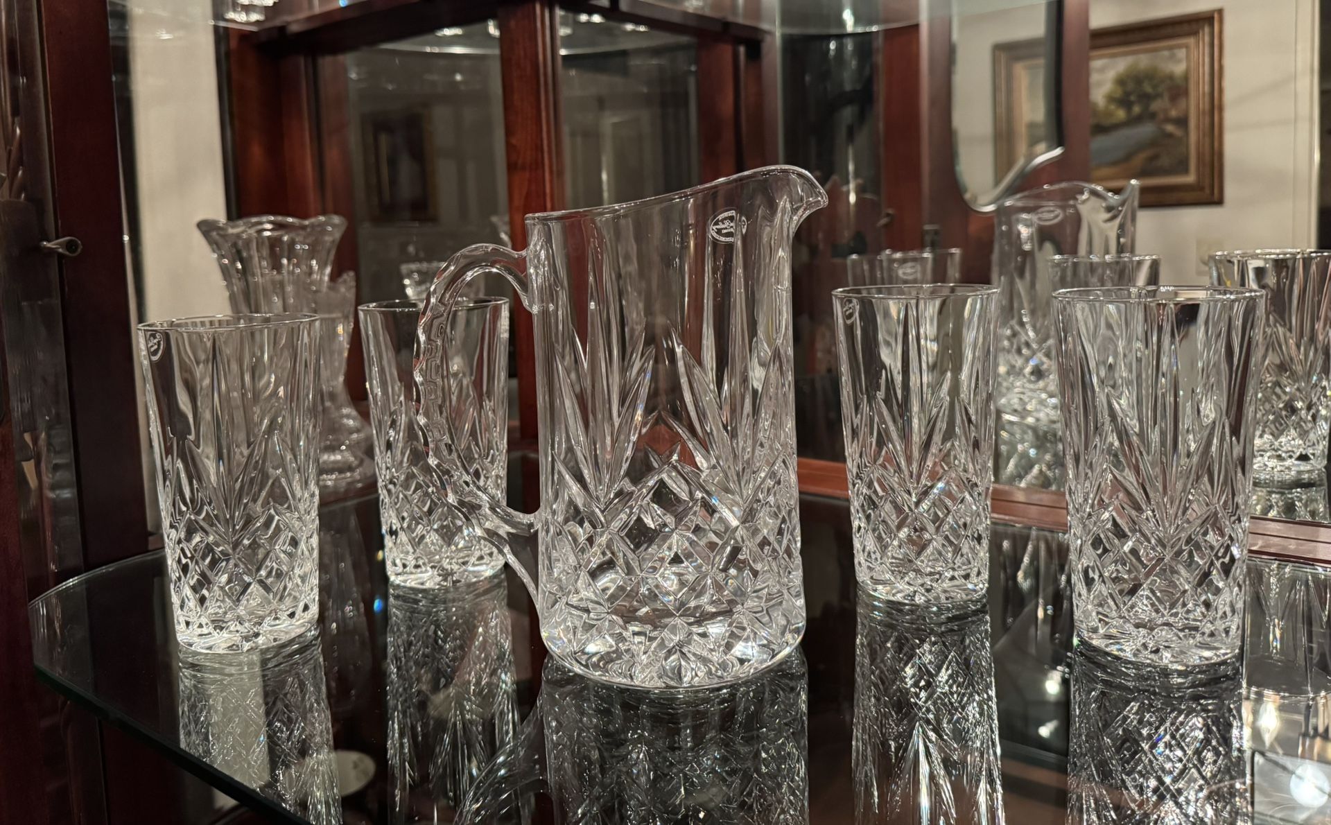 ROYAL GALLERY Vintage French Lead Crystal Pitcher Set