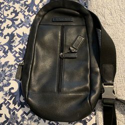 Black Leather Coach Crossbody Belt Bag Sling Bag Fanny Pack Backpack 