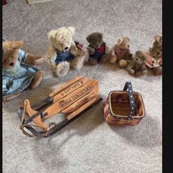 Boyd’s Bears Collection - 6bears, 1sled, 1basket all for $55.00 dollars 