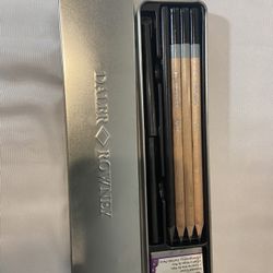 Vintage Daler Rowney Artists Drawing Pencils Sketching Graphite Set Tin Case