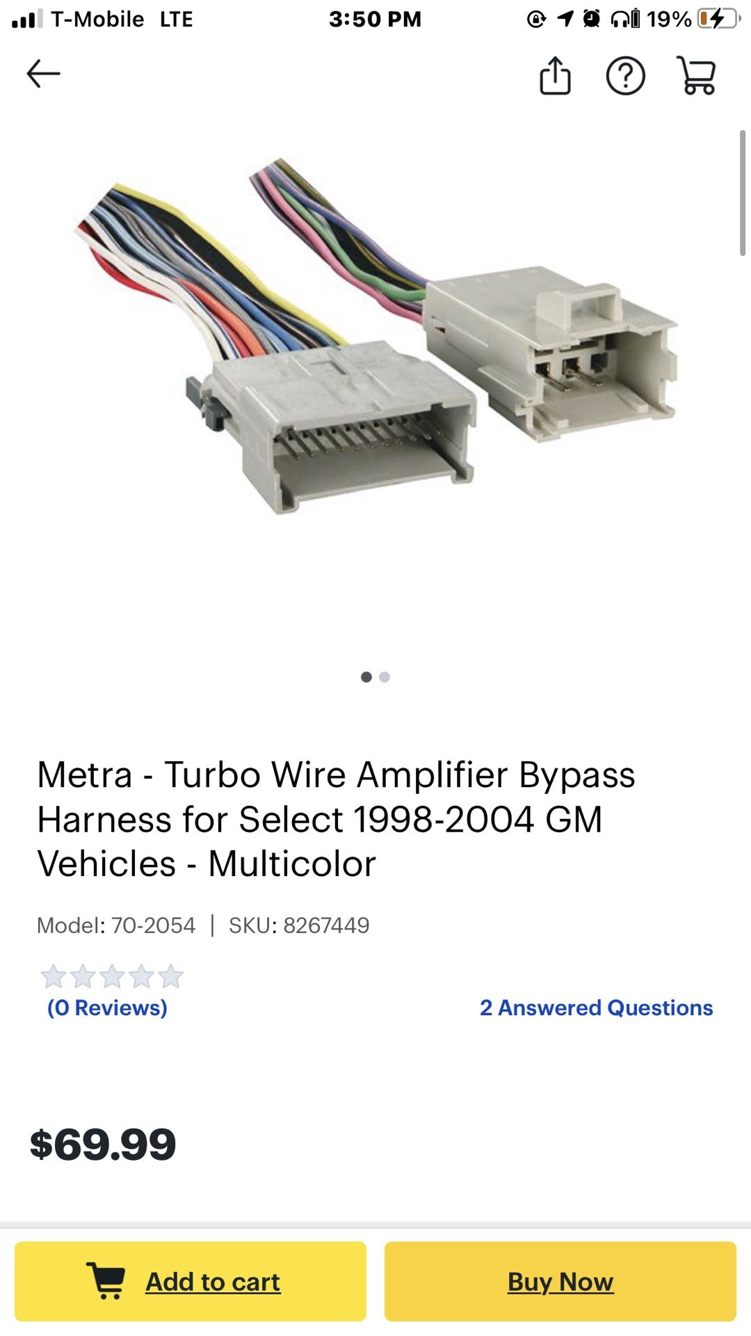 Metra 70-2054 wiring harness