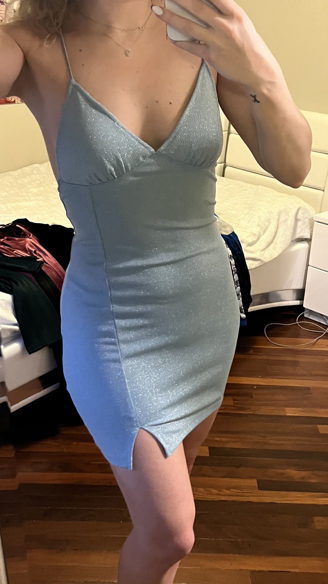 Party Cocktail Dress Baby Blue Size S-M