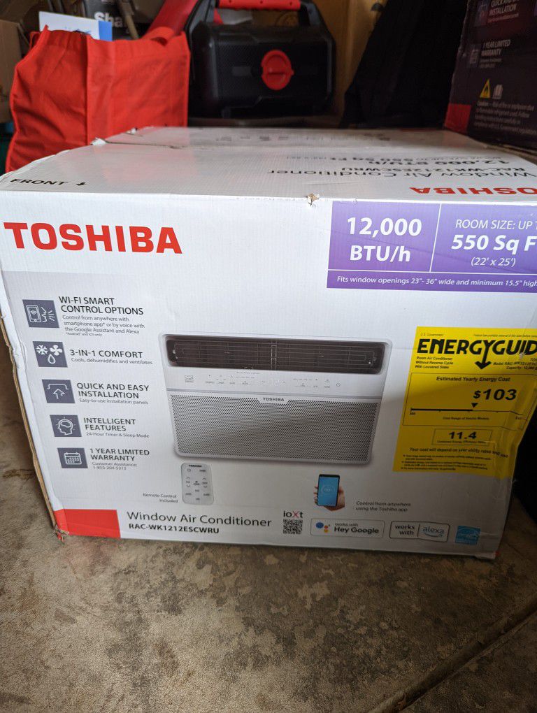 BRAND NEW TOSHIBA 12K BTU 550SF SMART WI-FI AC 