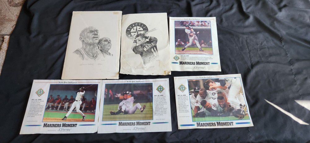 Sports Memorabilia Paper/drawing Lot Mariners Michael Jordan