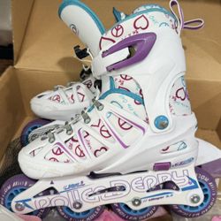 Girls Adjustable Roller Blades With Safety Gear Kids