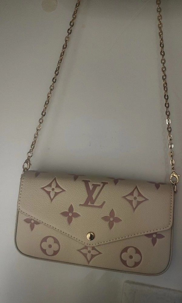 PRIVATE SELLER: LV Felicie Chain Wallet - Blush/Cream - Like New! OBO!