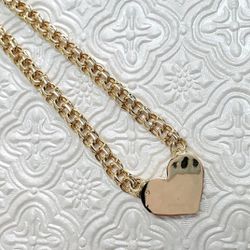 New Arrival Special 22' 7mm 10k Yellow Gold Solid Chino Link Heart Lock Necklace 