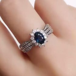 Sapphire Ring 925 Sz 7