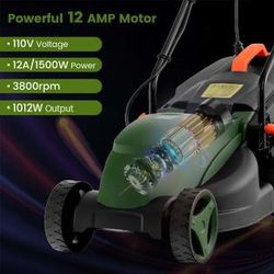 Costway Corded Electric Lawn Mower, 12 Amp 14 Inch Lawn Mower with Collection Box