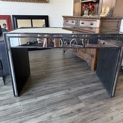 Restoration hardware beautiful mirror metal desk, 48 wide 24 deep 30  tall