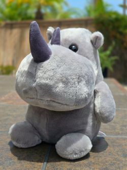 Aurora San Diego Zoo Safari Park Happy Rhino Plush 11" Gray Stuffed Animal
