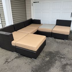 6 Pc Outdoor Patio Set + Back Cushions + Pillows 