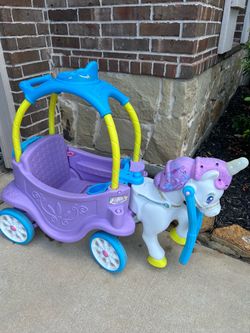 Kids Unicorn Carriage Ride-On Toy