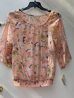 Peach Floral Print Shirt