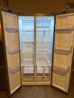 Hamilton Beach 15.6 Cu Ft Side by Side Refrigerator, Platinum Stainless Steel Fridge Freezer