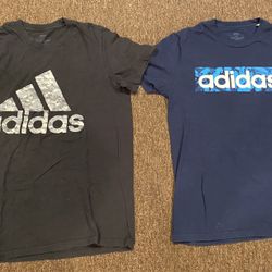Like NEW 2 Boys Medium Adidas Tee Shirts black blue sport logo short sleeve