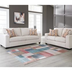 Light Gray Fabric Sofa Loveseat Set