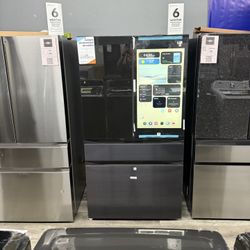 Samsung - Bespoke 29 cu. ft. 4-Door French Door Refrigerator with AI Family Hub+ - Charcoal Glass & Black/Charcoal