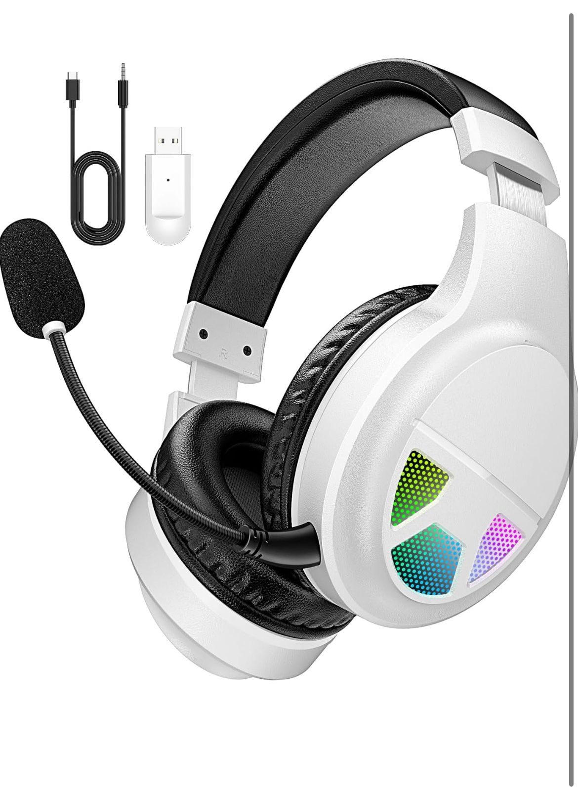 Brand: WiseWing WiseWing 2.4GHz Wireless Gaming Headset for PC, PS5, PS4, Switch, USB Gaming Headphones with Noise Canceling Microphone, Bluetooth 5.4