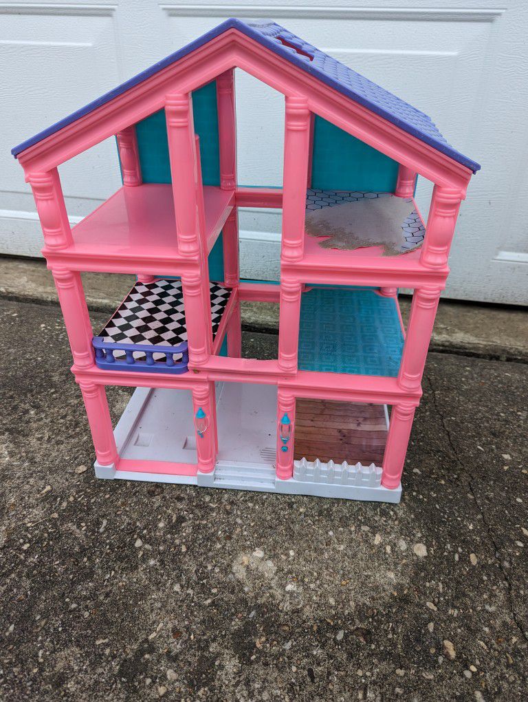 Kids Connection 3 story Playhouse Carry Case Pink Purple Barbie 