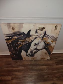 Large Two Horses Canvas Wall Art