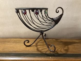 Wrought Iron Cornucopia Fruit Basket