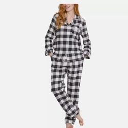 Land's End Ladies Flannel 2piece Pjs Set 