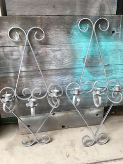 Two vintage metal wall candle holders in great condition. Very nice