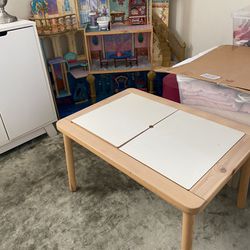 Kids art Table With 2 Stools And Supplies Storage