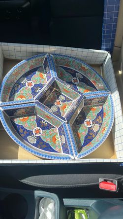 Large Decorative Divided Serving Platter Set