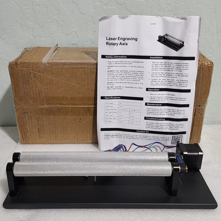 OTech Rotary Axis Attachent for 40W CO2 Laser Engraving achine, 360 Rotating Engraving Tool