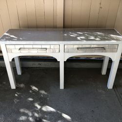 Upcycled Modern Couch-Back or Entry Table with Chrome Tile Accents