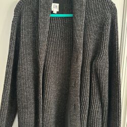 GAP Dark Gray Ribbed Lightweight Cardigan Jacket Small