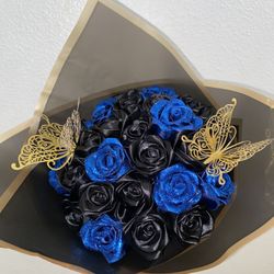 Black And Blue Glitter Eternal Bouquet 