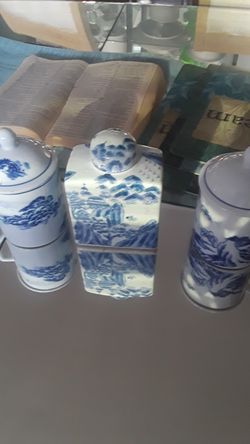Set of blue and white porcelain